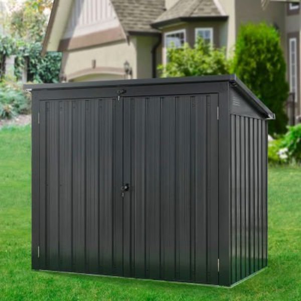 Almo Fulfillment Services Llc Hanover Galvanized Steel Shed, 39-11/16"L x 62-1/5"W x 52-11/16"H, Dark Gray HANBINSHD-GRY